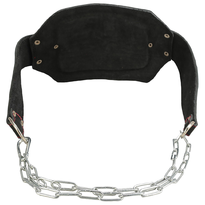 Пояс с цепью кожаный 85 см (атлетический), цвет черный