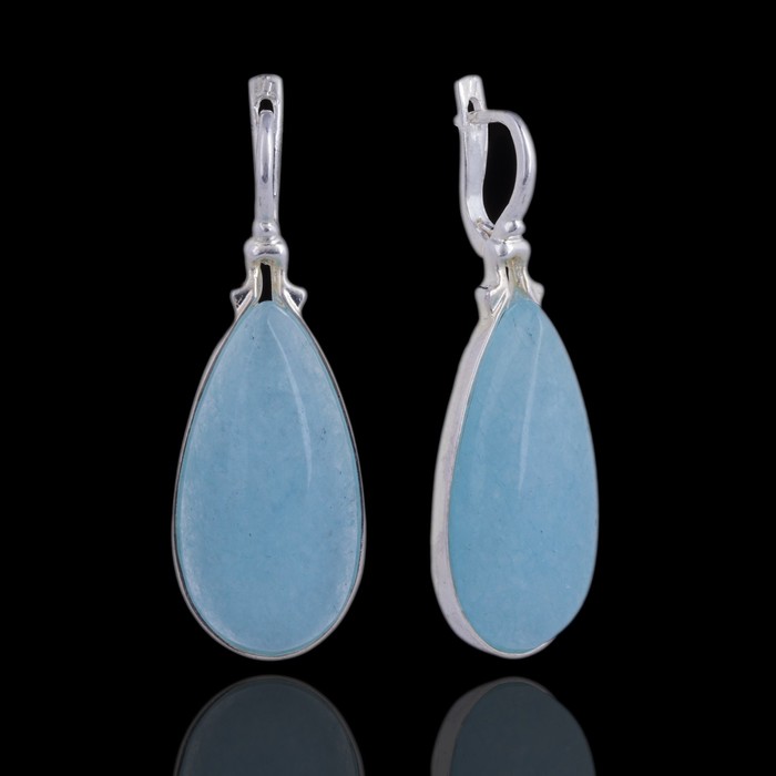 Серьги бижар "Тайна" аквамарин, цвет голубой в серебре