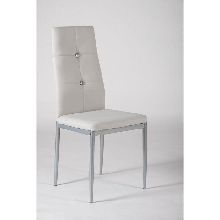 Стул Y-1C, каркас металл серый, обивка кожзам, цвет белый
