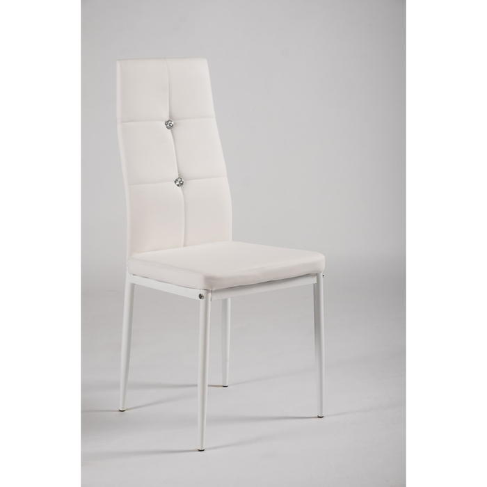 Стул Y-1C, каркас металл белый, обивка кожзам, цвет белый