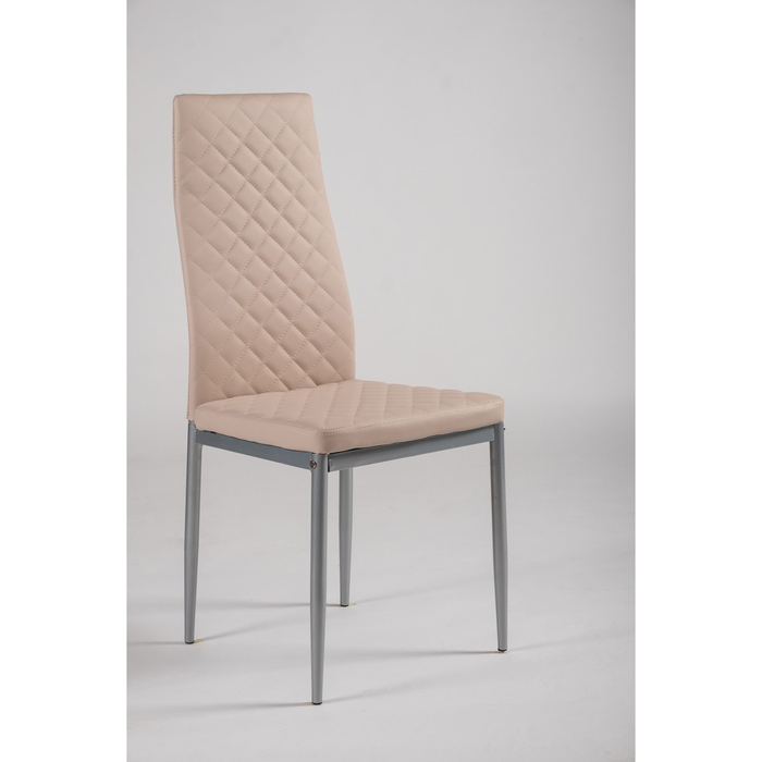 Стул Y-1А, каркас металл серый, обивка кожзам, цвет латте