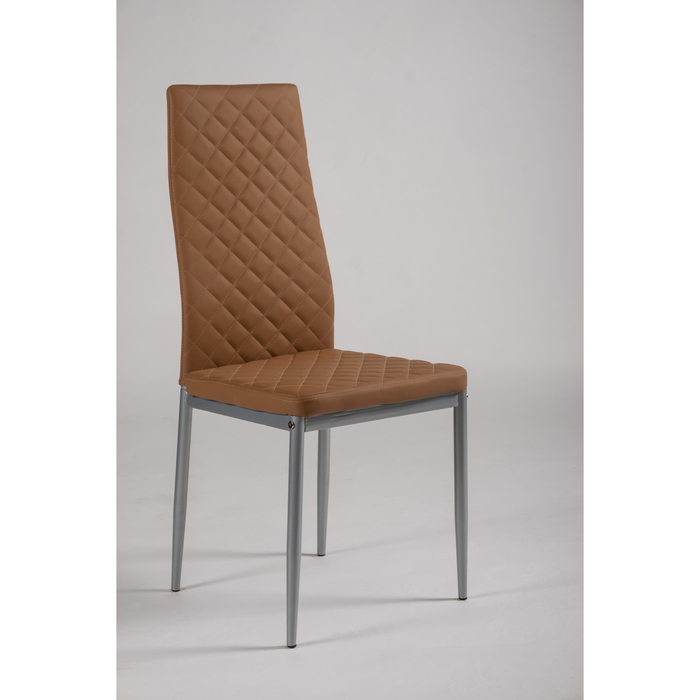 Стул Y-1А, каркас металл серый, обивка кожзам, цвет коричневый