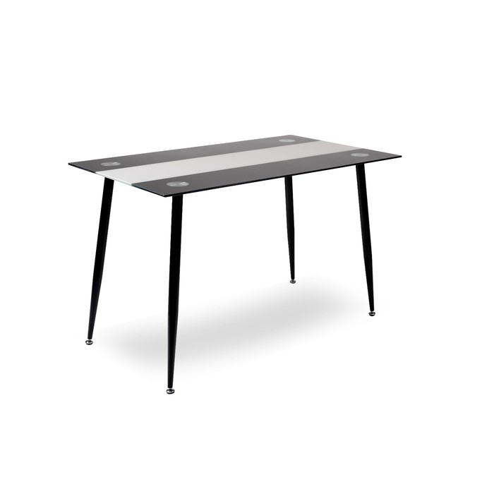 Обеденный стол DA 1010-1, 1200 х 700 х 750 мм, калёное стекло 8 мм, цвет чёрно-белый