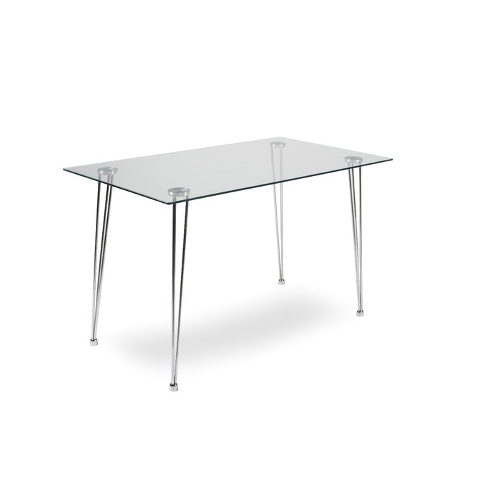Обеденный стол DA 1012, 1200 х 700 х 750 мм, калёное стекло 8 мм, хром, цвет прозрачный
