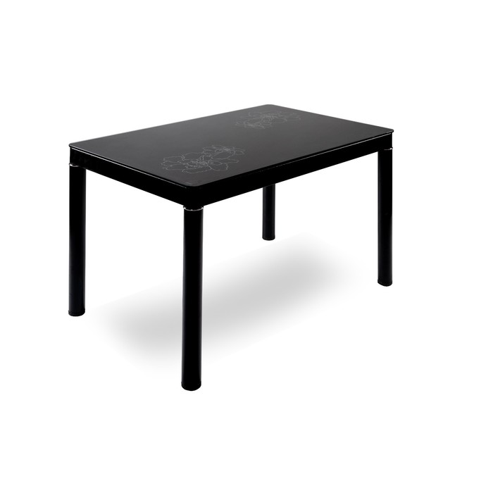 Обеденный стол В-205, 1100 х 700 х 750 мм, калёное стекло 8 мм, цвет чёрный