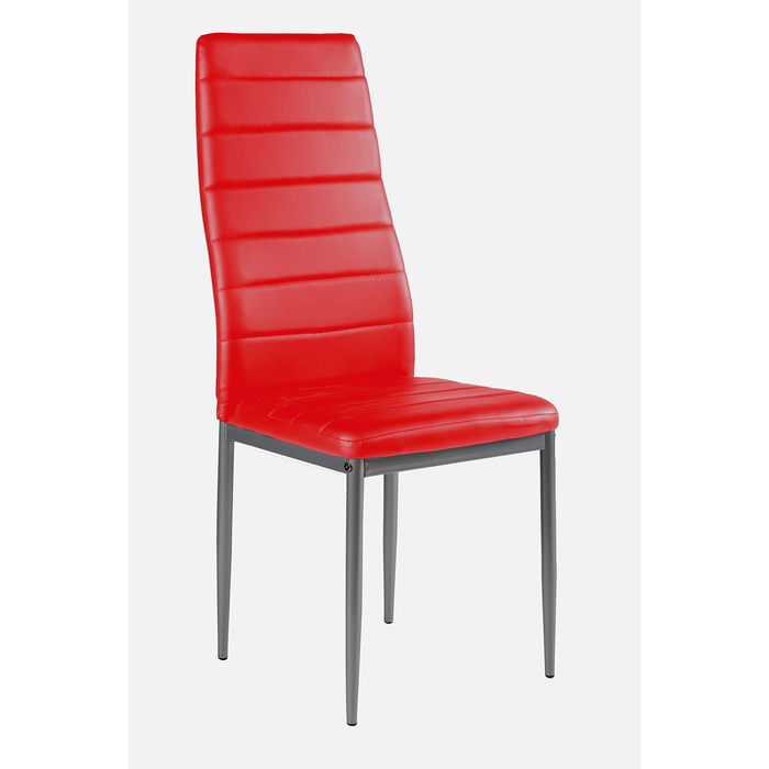 Стул Y-1, каркас металл серый, обивка кожзам, цвет красный