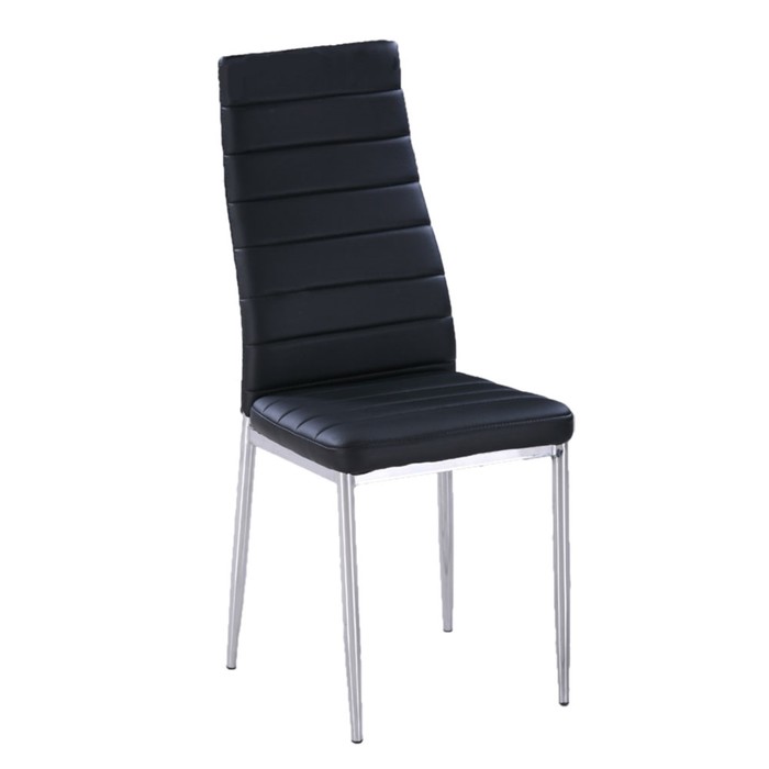 Стул Y-1, каркас металл серый, обивка кожзам, цвет чёрный