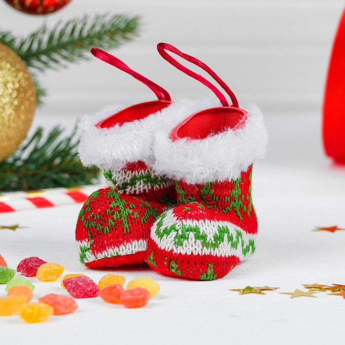 Конфетница "Сапожок" вязаный с узором, вместимость 50 г