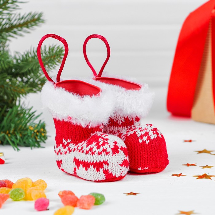 Конфетница "Сапожок" красный с узором, вместимость 50 г