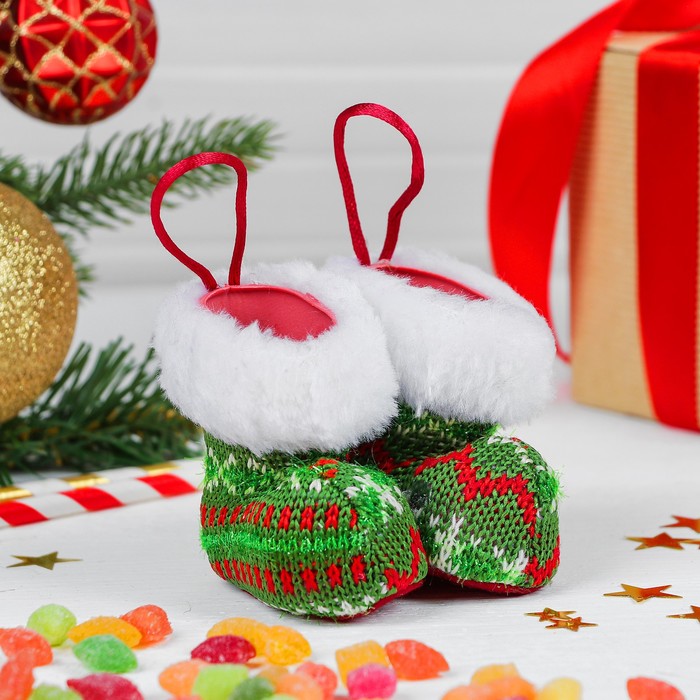 Конфетница "Сапожок" вязаный с рисунком, вместимость 50 г