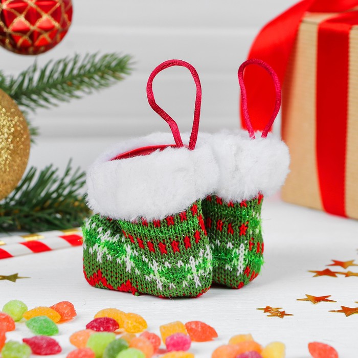 Конфетница "Сапожок" вязаный с рисунком, вместимость 50 г