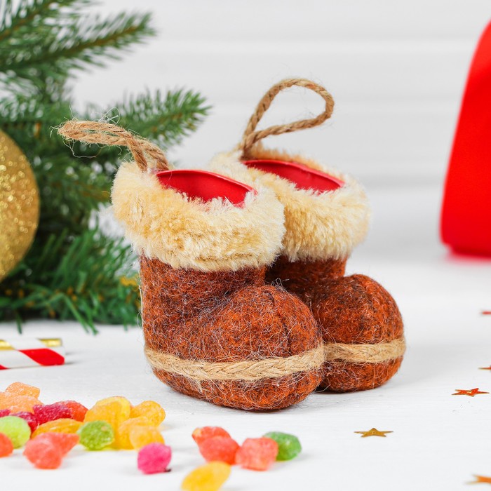 Конфетница "Сапожок" оранжевый с узором, вместимость 50 г