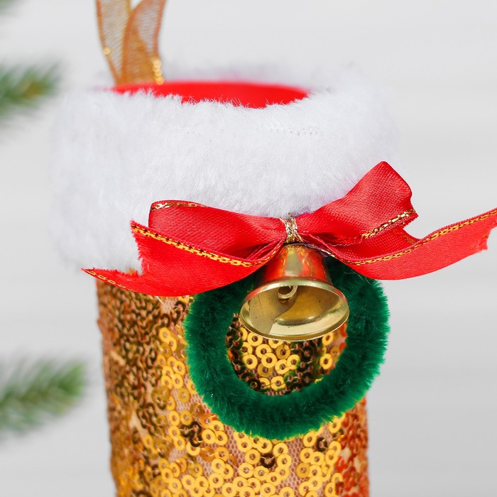 Конфетница "Сапожок" с рождественским веночком, цвета МИКС