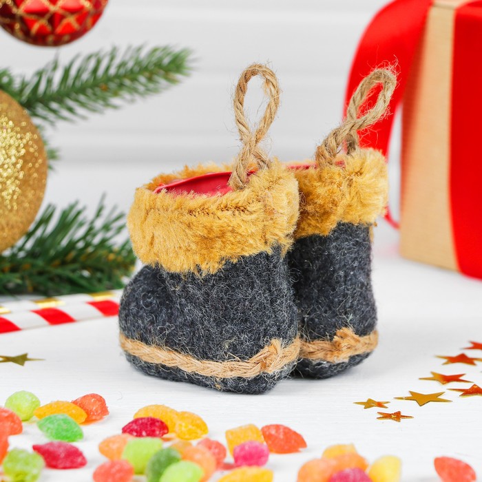 Конфетница "Сапожок" меховая опушка, вместимость 50 г