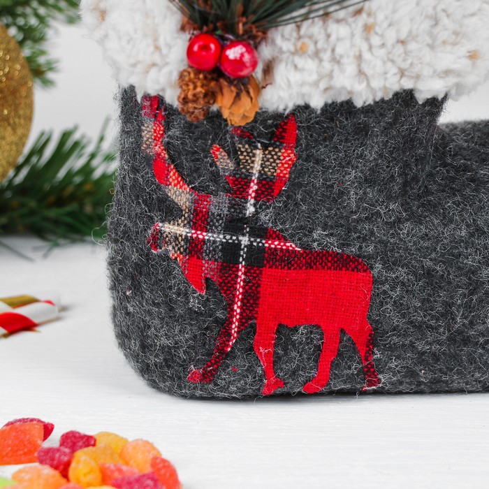 Конфетница "Сапожок" лось в клеточку, цвет серый, вместимость 300 г