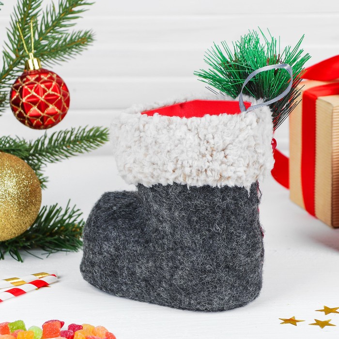 Конфетница "Сапожок" лось в клеточку, цвет серый, вместимость 300 г