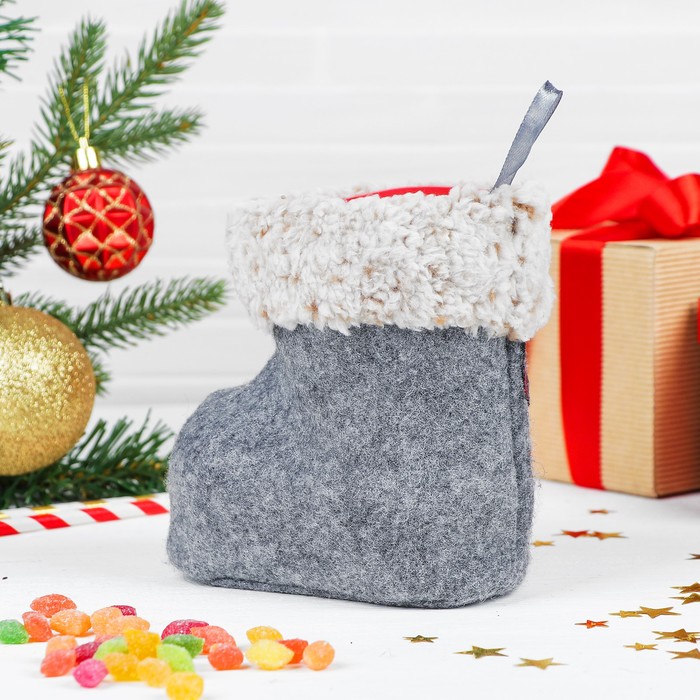 Конфетница "Сапожок" лось в клеточку, цвет серый, вместимость 300 г