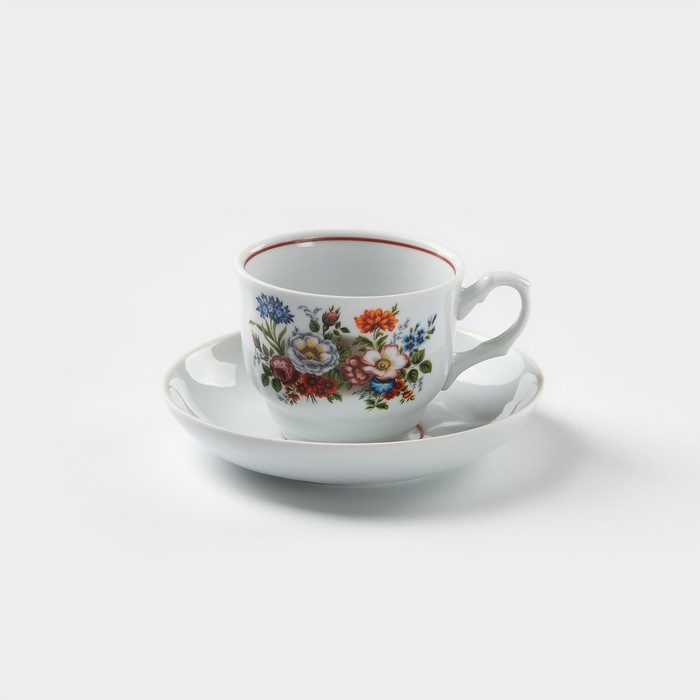 Чайная пара «Букет цветов», 250 мл, блюдце d=15 см чайная пара тюльпан чашка 250 мл блюдце d 15 см