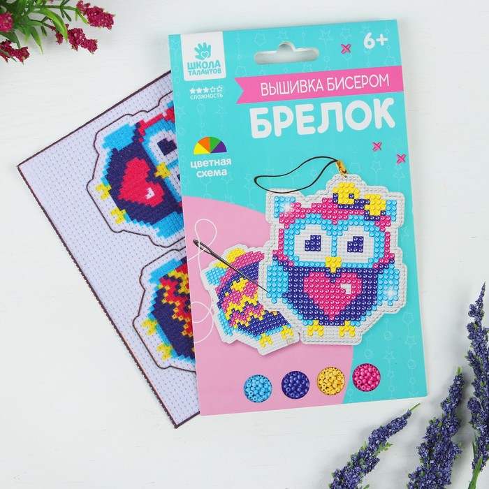 Вышивка бисером на брелоке "Сова"