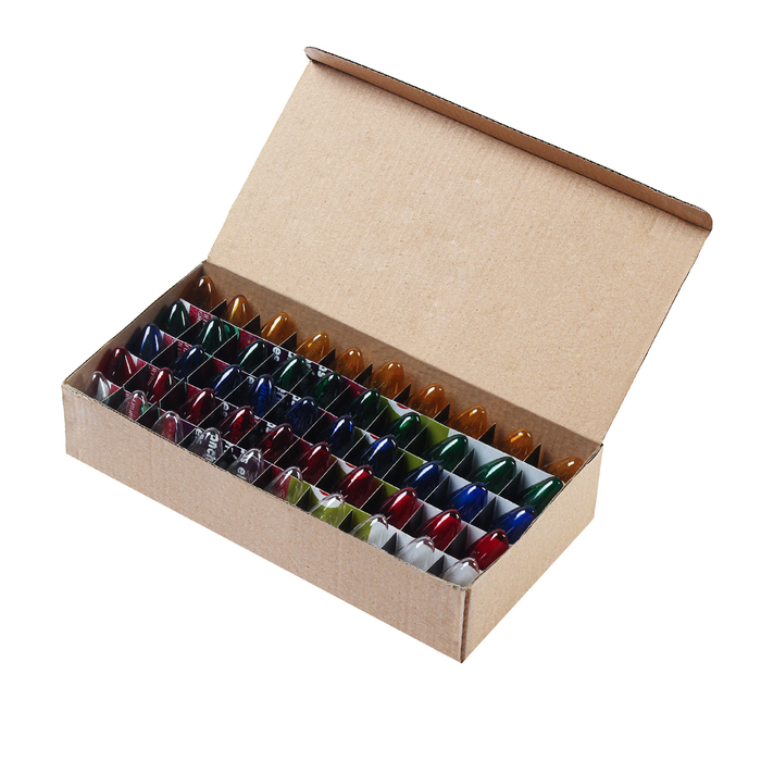 Набор ламп накливания E12, 10W, для гирлянд, 50 штук, белый/зеленый/красный/синий/желтый