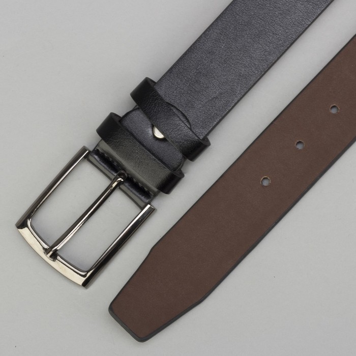 Ремень мужской, гладкий, пряжка металл, цвет чёрный