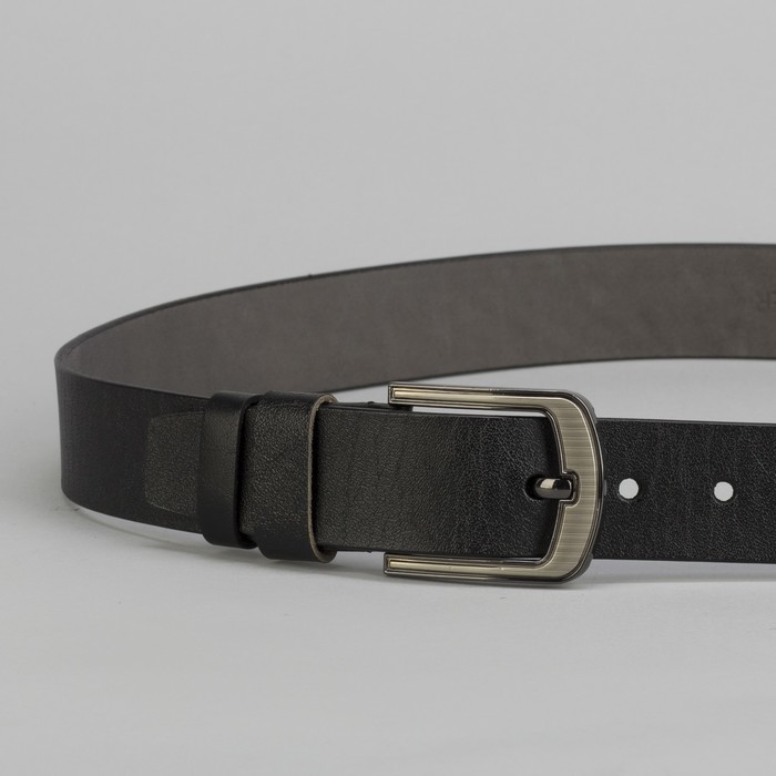 Ремень мужской Великан, гладкий, пряжка тёмный металл, цвет чёрный