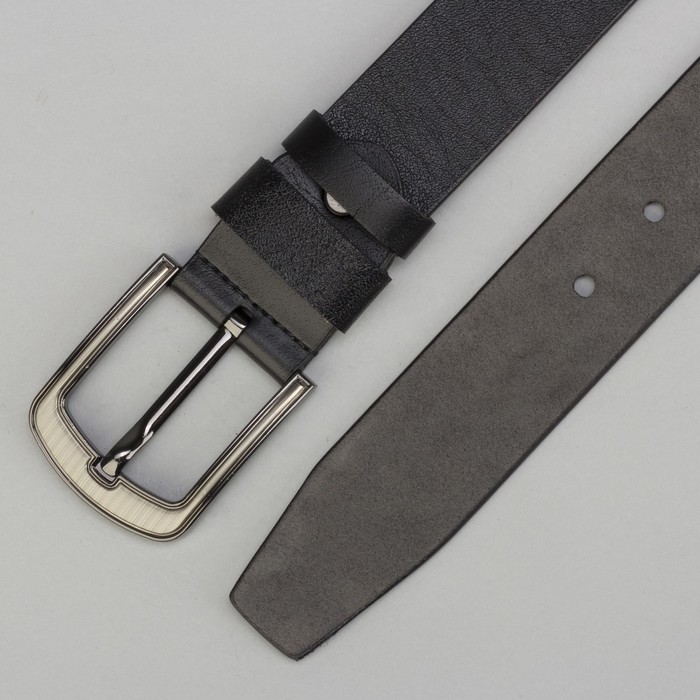 Ремень мужской Великан, гладкий, пряжка тёмный металл, цвет чёрный