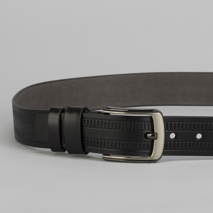 Ремень мужской Великан, пряжка тёмный металл, цвет чёрный