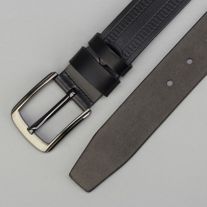 Ремень мужской Великан, пряжка тёмный металл, цвет чёрный