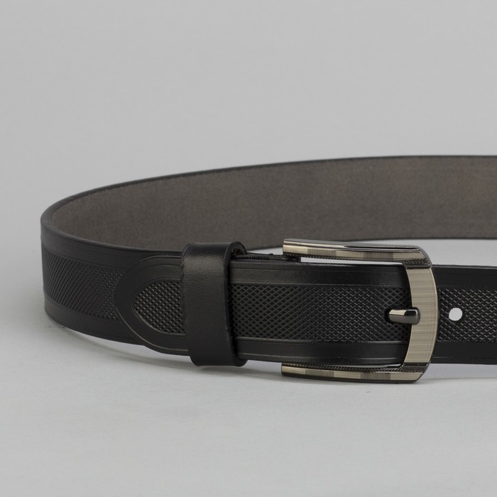 Ремень мужской Великан, пряжка тёмный металл, цвет чёрный