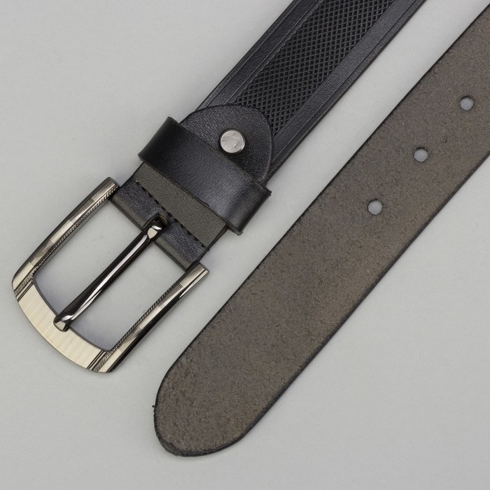 Ремень мужской Великан, пряжка тёмный металл, цвет чёрный