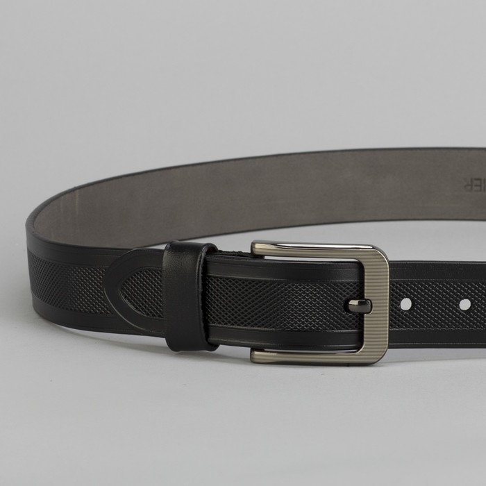 Ремень мужской Великан, пряжка тёмный металл, цвет чёрный