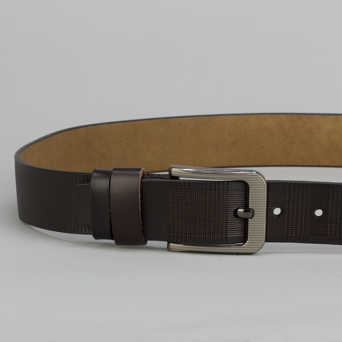 Ремень мужской Великан, пряжка тёмный металл, цвет кофе