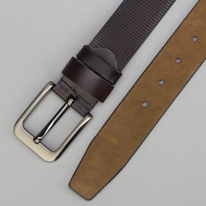 Ремень мужской Великан, пряжка тёмный металл, цвет кофе