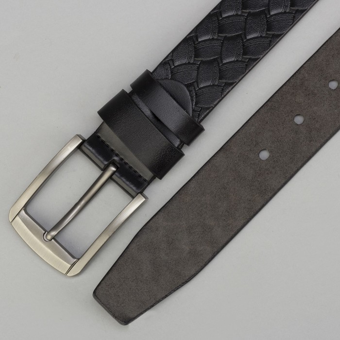 Ремень мужской Великан, пряжка тёмный металл, цвет чёрный