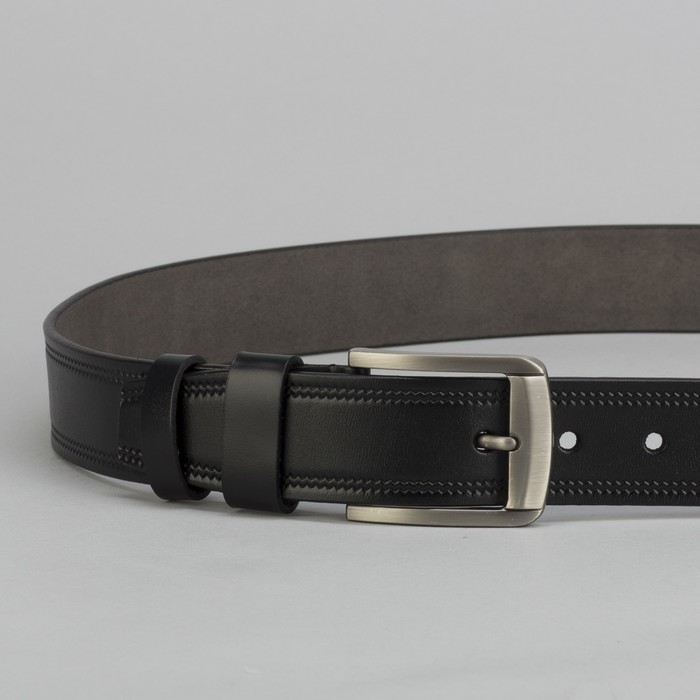 Ремень мужской Великан, пряжка тёмный металл, цвет чёрный