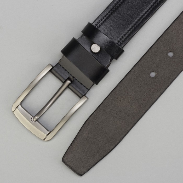 Ремень мужской Великан, пряжка тёмный металл, цвет чёрный