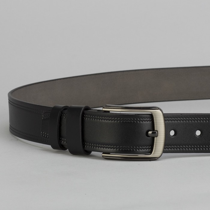 Ремень мужской Великан, пряжка тёмный металл, цвет чёрный