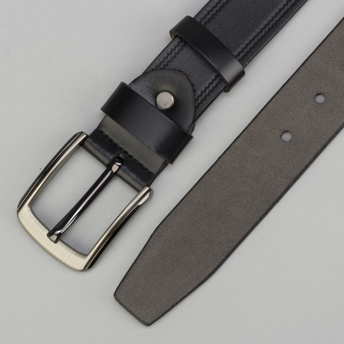 Ремень мужской Великан, пряжка тёмный металл, цвет чёрный