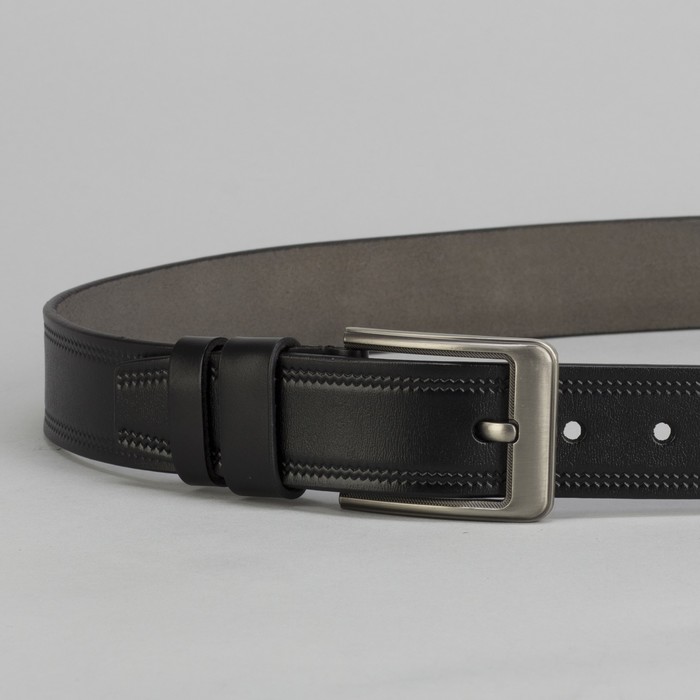 Ремень мужской Великан, пряжка тёмный металл, цвет чёрный