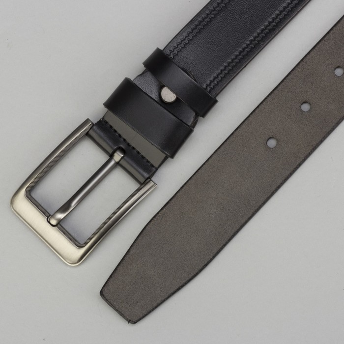 Ремень мужской Великан, пряжка тёмный металл, цвет чёрный