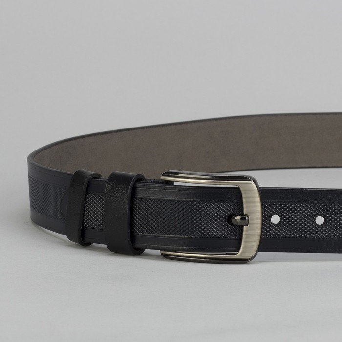 Ремень мужской Великан, пряжка тёмный металл, цвет синий