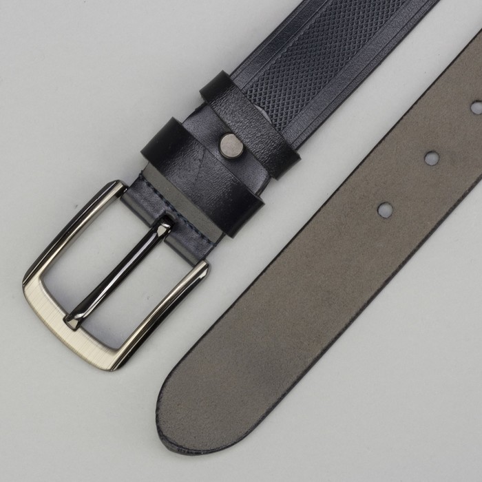 Ремень мужской Великан, пряжка тёмный металл, цвет синий