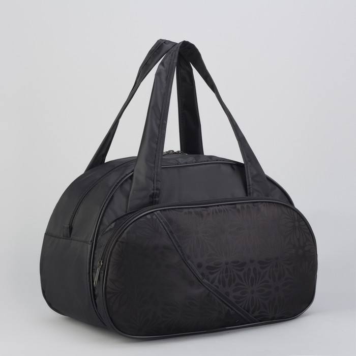 Сумка дорожная «Герберы», 1 отдел, наружный карман, цвет чёрный