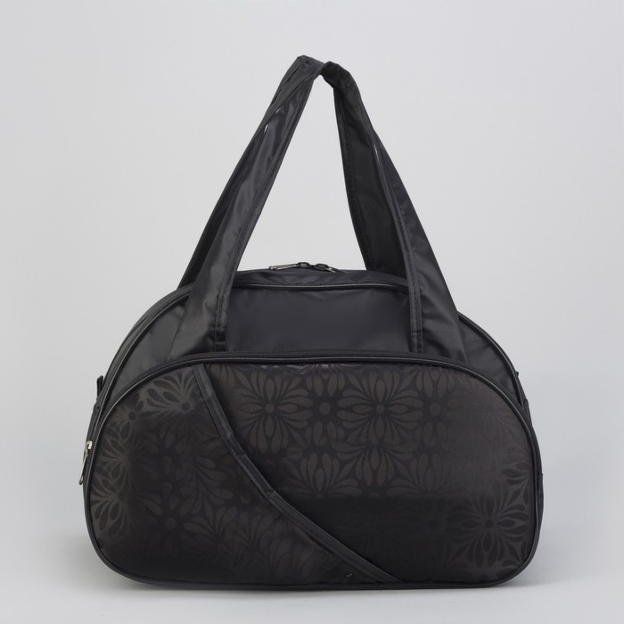 Сумка дорожная «Герберы», 1 отдел, наружный карман, цвет чёрный