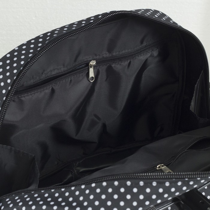 Сумка дорожная трансформер, 1 отдел, 2 наружных кармана, ремень, белый горох