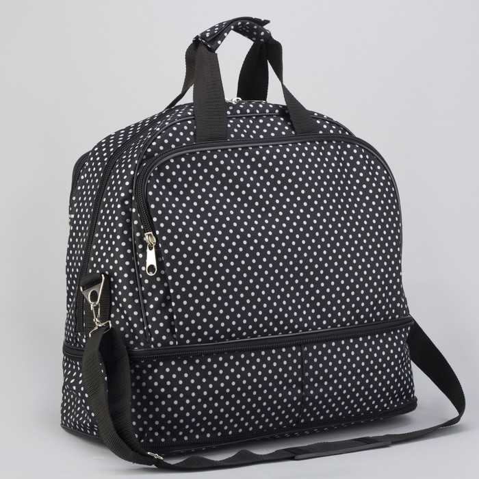 Сумка дорожная трансформер, 1 отдел, 2 наружных кармана, ремень, белый горох