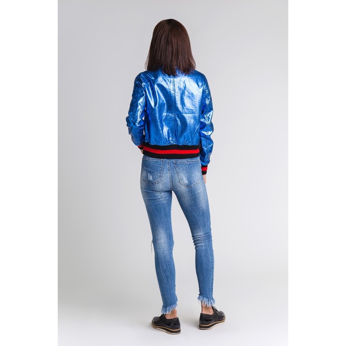 Бомбер вышивка р.42, цв. синий металлик,