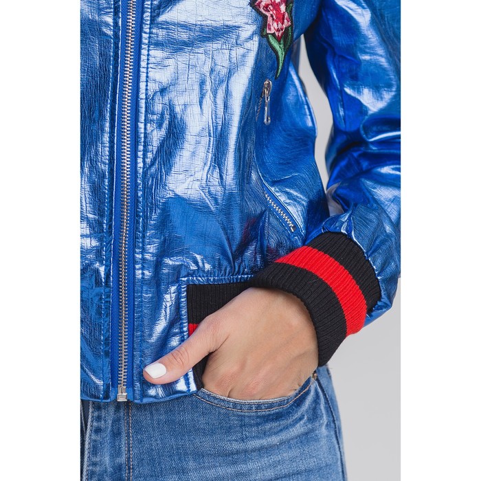 Бомбер вышивка р.42, цв. синий металлик,