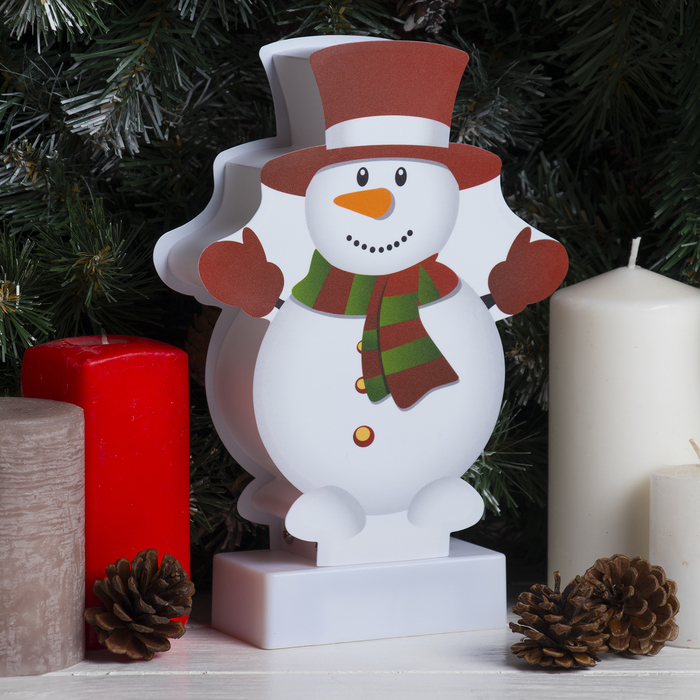 Световая картинка на подставке "Снеговик", SMD 2835, 8 LED, 3*АА (не в комплекте)